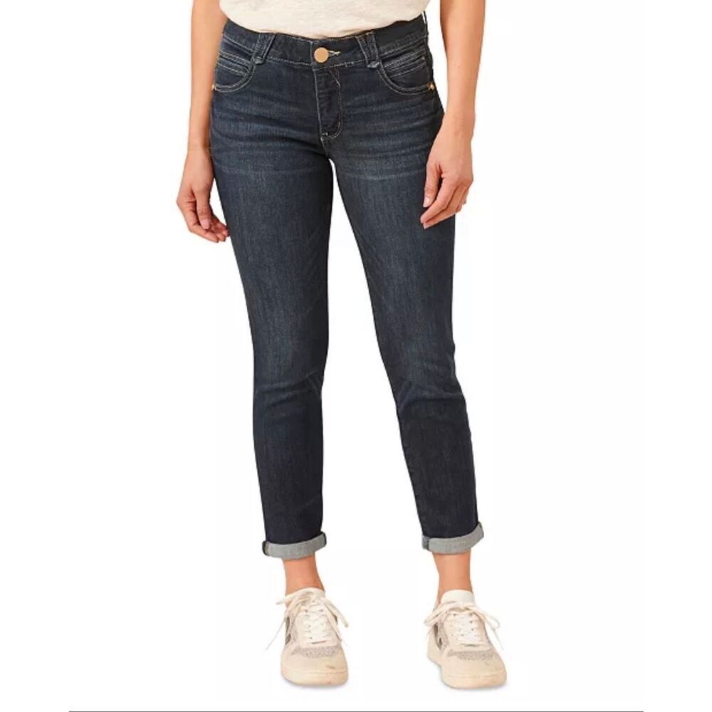 Democracy Petite "Ab"solution Ankle-Skimming Cuffed Jeans Dark Indigo 16P